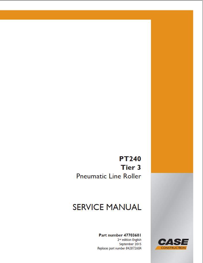 Case Pneumatic Line Roller PT240 Tier 3 Service Manual PDF