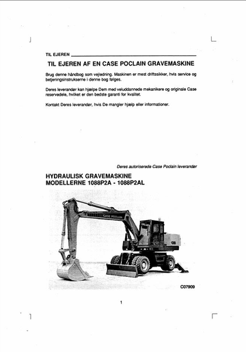 Case Poclain Excavator 1088P Repair