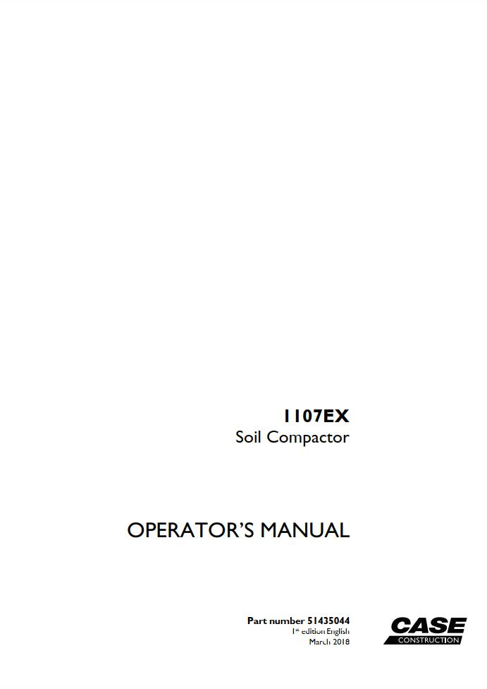 Case Soil Compactor 1107EX Operator Manual PDF