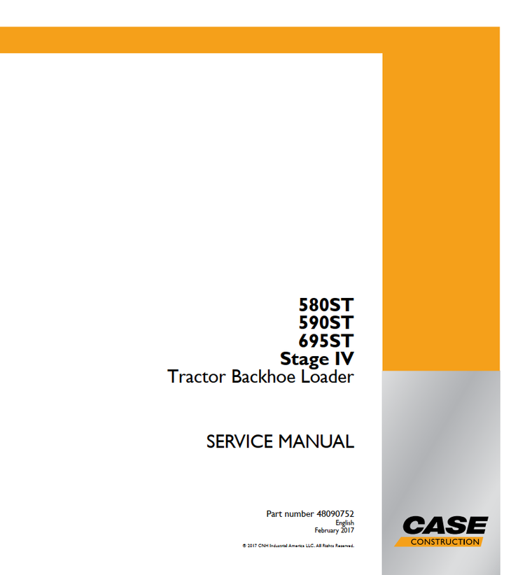 Case Tractor Backhoe Loader 580ST, 590ST, 695ST S3B Stage IV Service Manual PDF