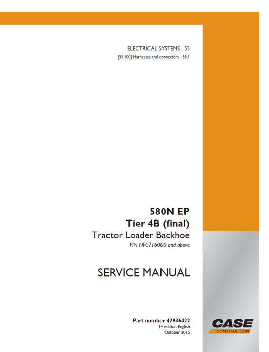 Case 570N EP Tier 4 Tractor Loader Backhoe Service Manual PDF
