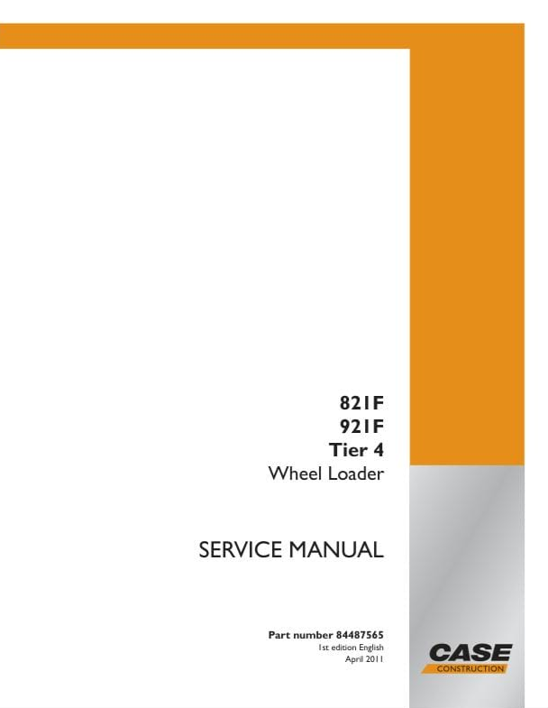 Case Wheel Loader 821F, 921F Tier 4 Service Manual PDF