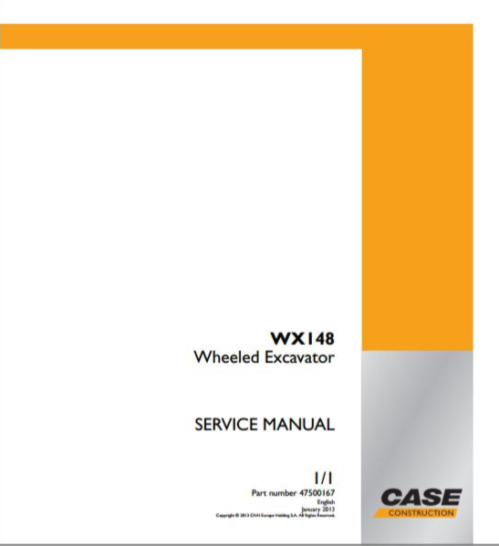 Case Wheeled Excavator WX148 Service Manual PDF