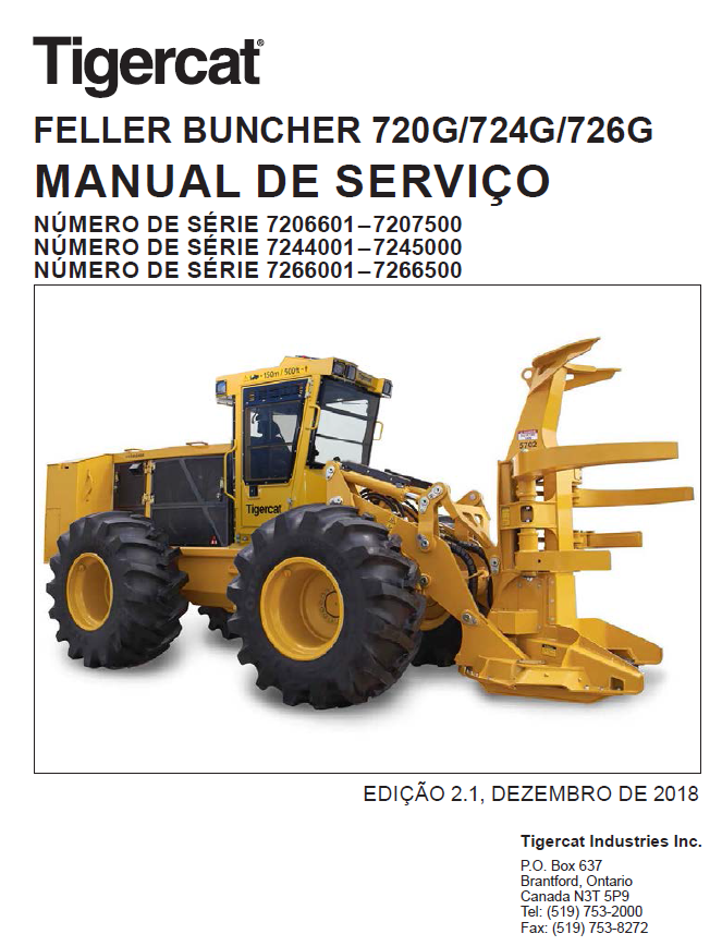 TIGERCAT 724G FELLER BUNCHER SERVICE MANUAL (7243101-7246000, 7244001-7245000)