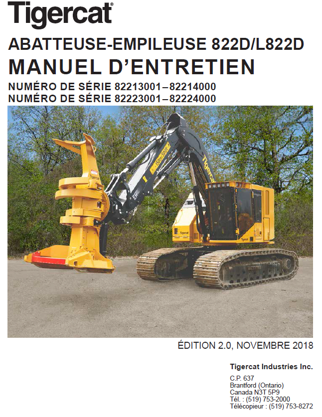 TIGERCAT 822D FELLER BUNCHER SERVICE MANUAL (82213001-82214000)
