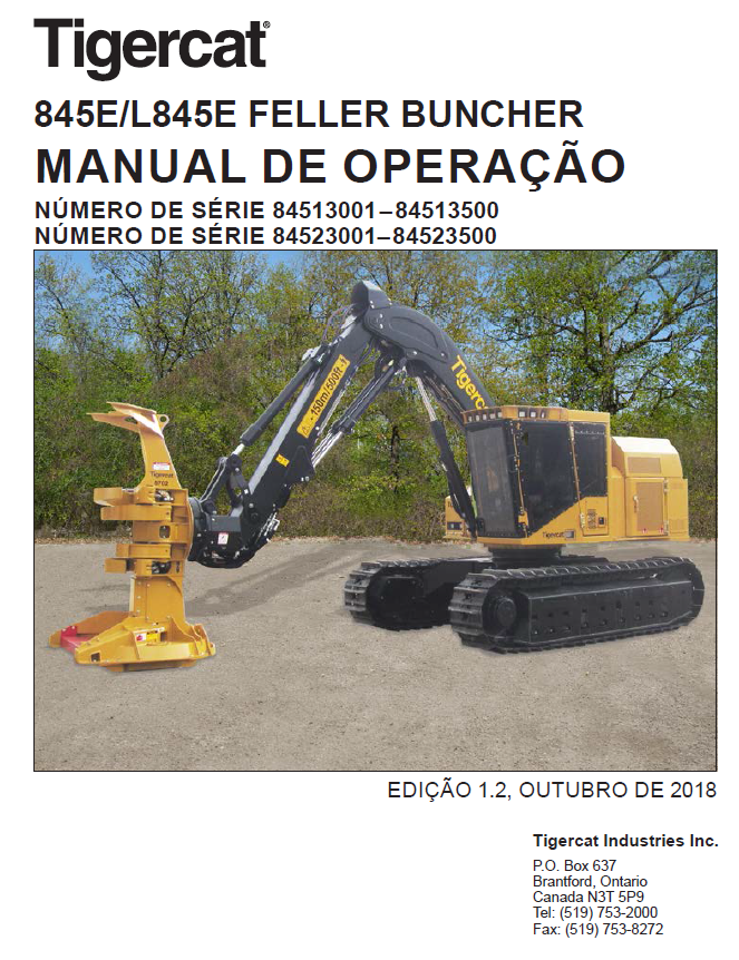 TIGERCAT 845E FELLER BUNCHER OPERATOR MANUAL (84513001-84513500)