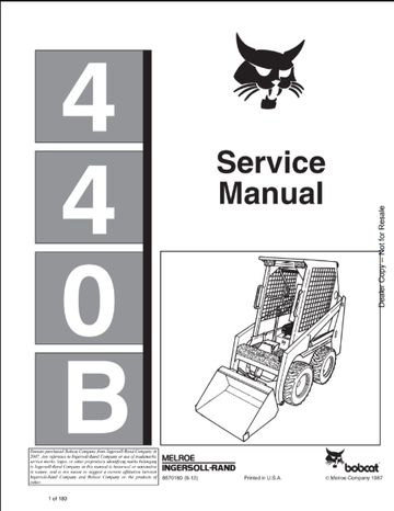 BOBCAT 440B SERVICE MANUAL (6570160) - PDF FILE