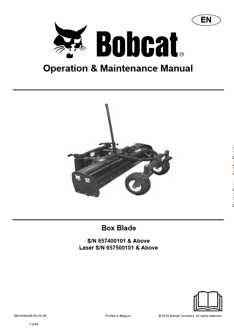 BOBCAT Box Blade Operation & Maintenance Instructions (6901435) – PDF