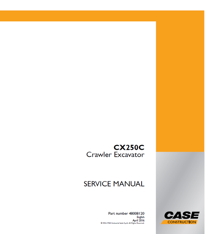 Case CX250C Crawler excavator LC version (TIER 3) Service Repair Manual 48008120 - PDF File Download