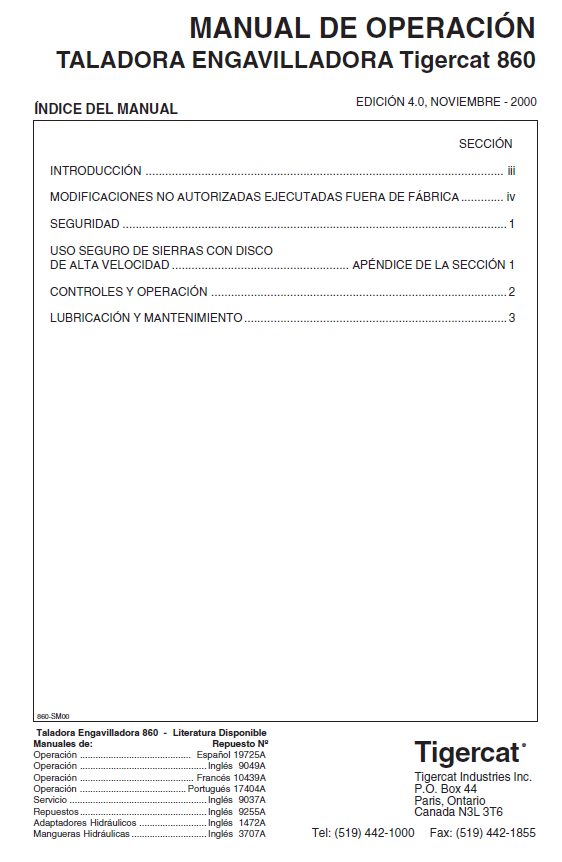 TIGERCAT 870 FELLER BUNCHER OPERATOR/USER MANUAL (8700101-87011499)