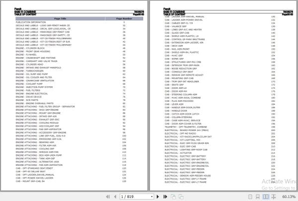 FENDT COMBINE 9480 R 79035276 08.2011 SPARE PARTS CATALOGUE MANUAL - PDF FILE