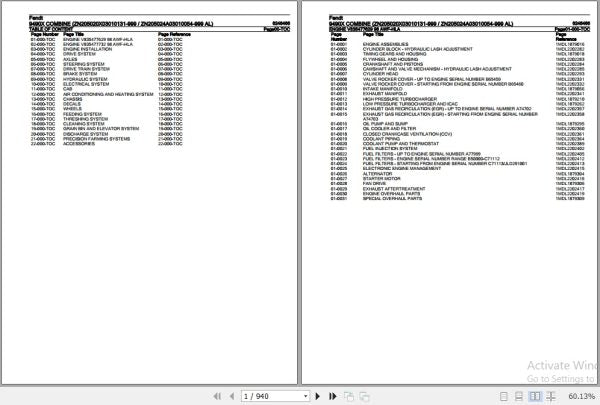 FENDT COMBINE 9490X 6246466 07.2020 SPARE PARTS CATALOGUE MANUAL - PDF FILE
