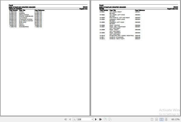 FENDT HARVESTING DYNAFLEX DRAPER HEADER 9350 652420 10.2020 SPARE PARTS CATALOGUE MANUAL - PDF FILE