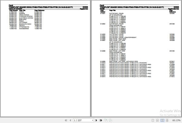 FENDT HARVESTING FREEFLOW HEADER WWHU FF480 TO FF760 3906288 10.2020 SPARE PARTS CATALOGUE MANUAL - PDF FILE