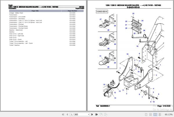FENDT MEDIUM SQUARE BALER 1290 1290 S 1637492 10.2007 SPARE PARTS CATALOGUE MANUAL - PDF FILE