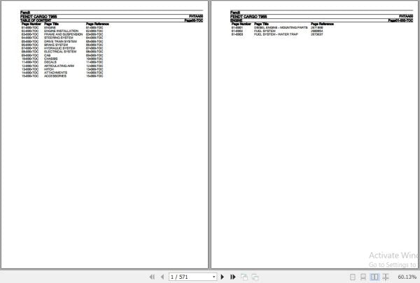 FENDT TELEHANDLER CARGO T955 FHTAA00 07.2020 SPARE PARTS CATALOGUE MANUAL - PDF FILE