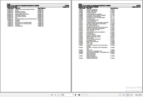 FENDT TRACTOR 211F VARIO S3 F243000 01.2020 SPARE PARTS CATALOGUE MANUAL - PDF FILE