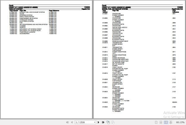 FENDT TRACTOR 411 VARIO F400000 11.2018 SPARE PARTS CATALOGUE MANUAL - PDF FILE