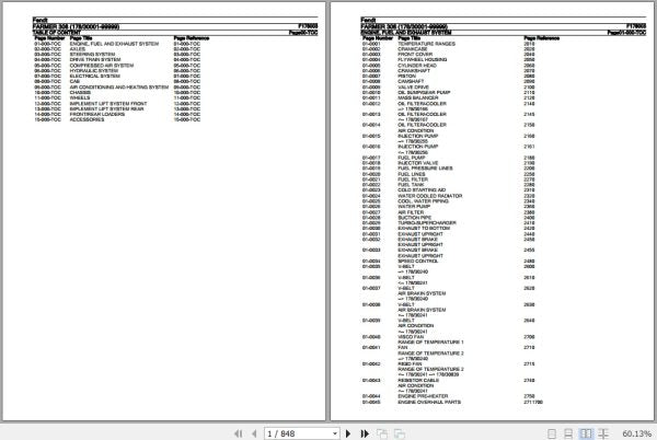 FENDT TRACTOR FARMER 308 F178003 09.2020 SPARE PARTS CATALOGUE MANUAL