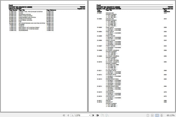 FENDT TRACTOR FAVORIT 824 F824000 09.2020 SPARE PARTS CATALOGUE MANUAL - PDF FILE