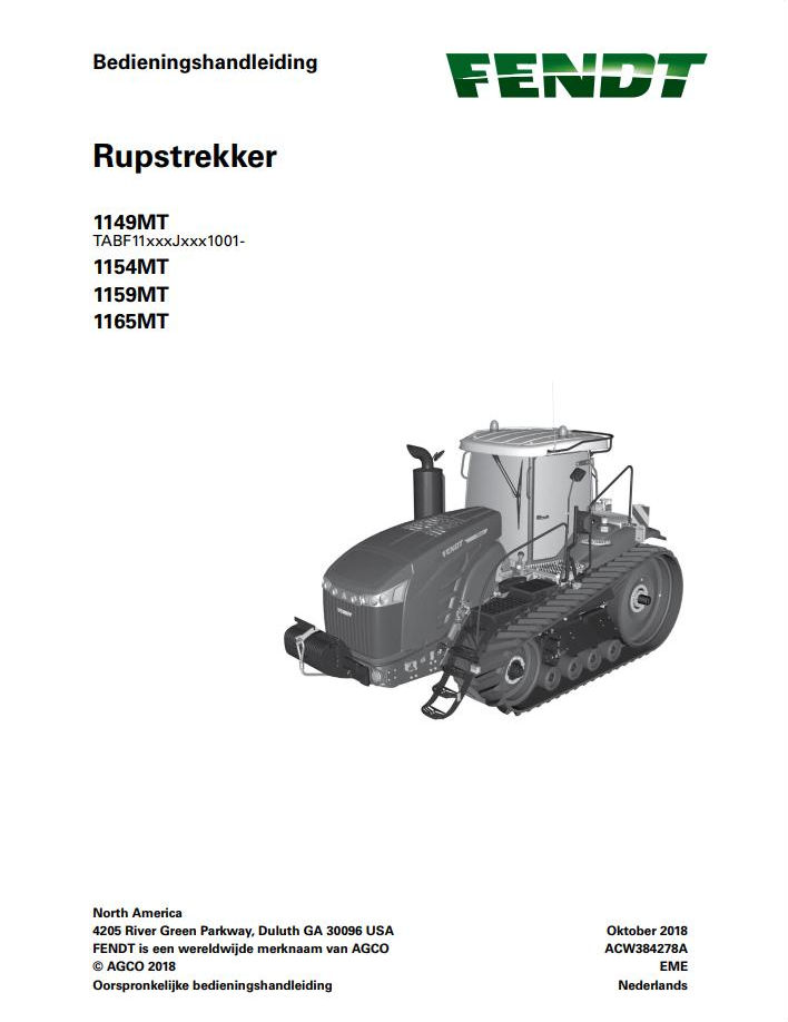 Fendt 1149MT 1154MT 1159MT 1165MT Operator Manual ACW384278A PDF