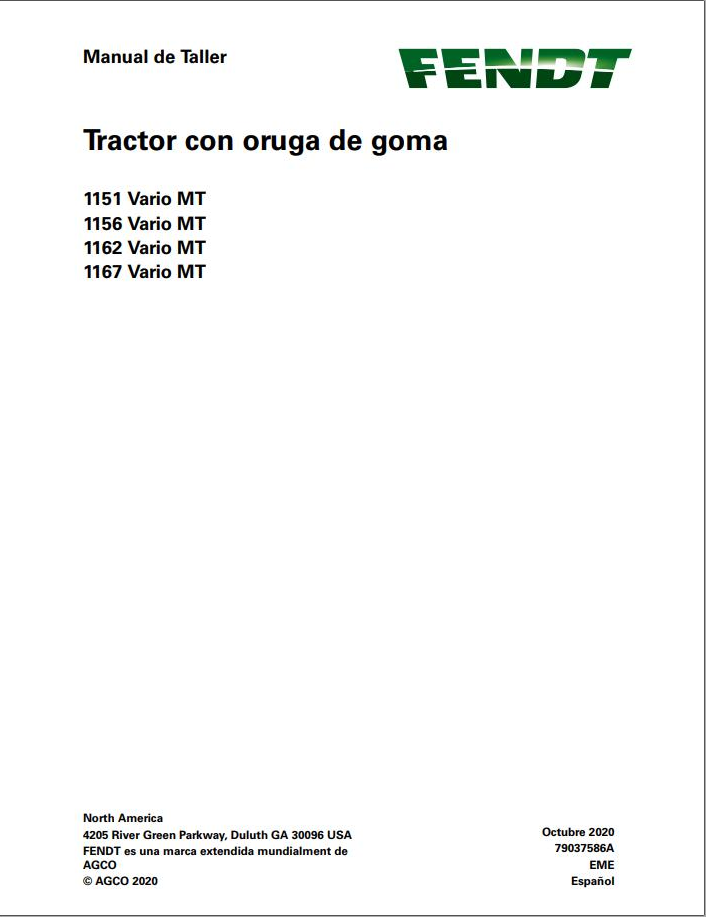 Fendt 1151 1156 1162 1167 Vario MT Operator Workshop Manual PDF