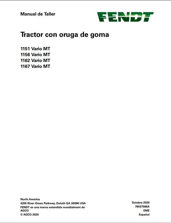 Fendt 1151 1156 1162 1167 Vario MT Workshop Manual 79037586A PDF