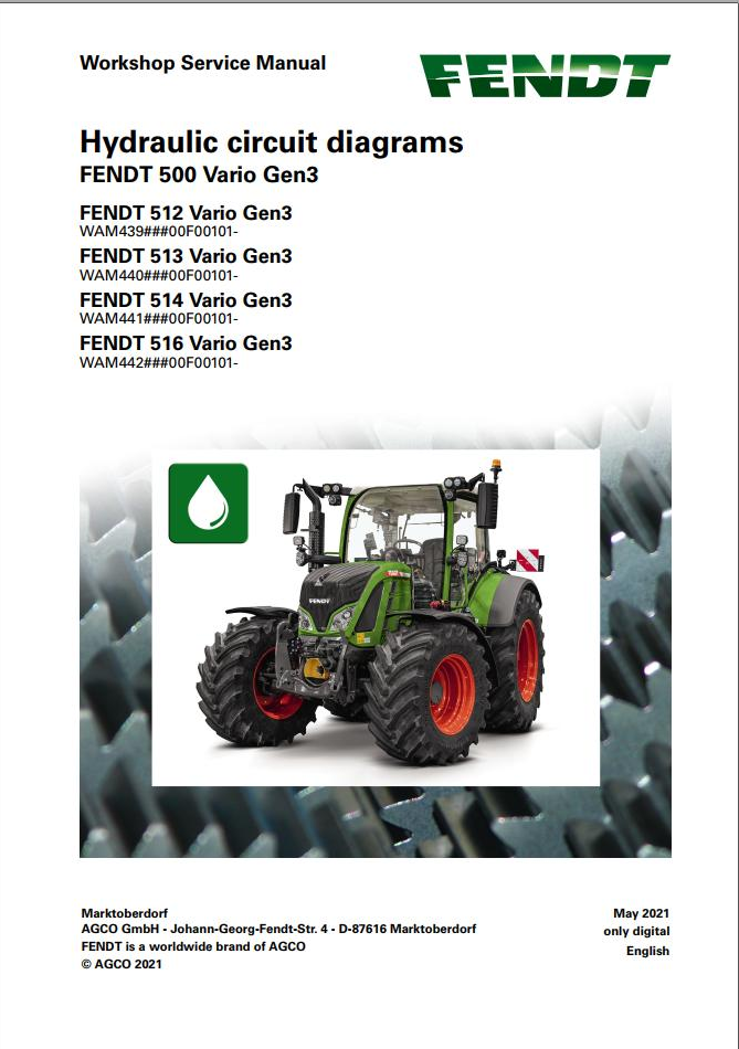 Fendt 500 Vario Gen3 VIN 439 440 441 442 ## 00101 Hydraulic Circuit Diagram Manual 712691 PDF