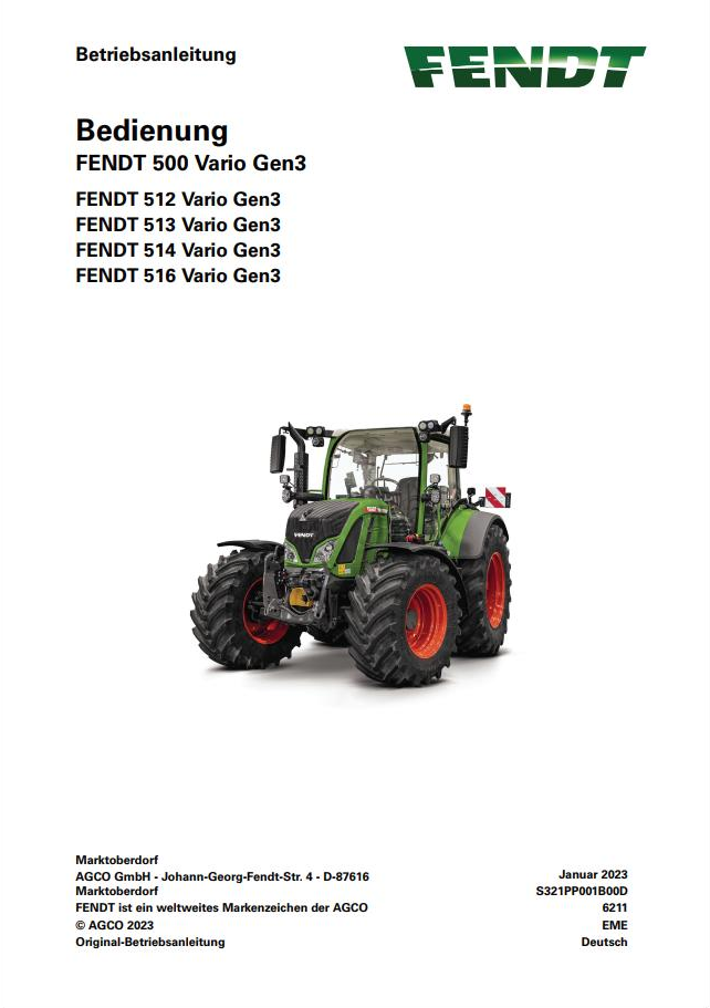 Fendt 512 513 514 516 Vario Gen3 Operator Workshop and Diagram Manual PDF