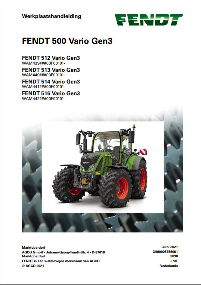 Fendt 512 513 514 516 Vario Gen3 Workshop Manual X990005756061 PDF