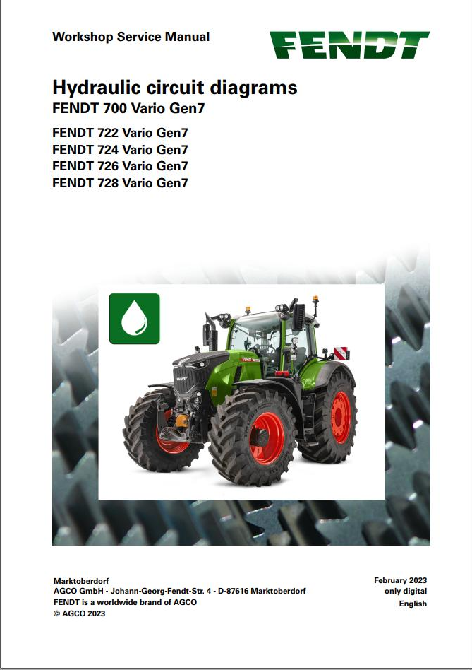 Fendt 700 Vario Gen7 VIN 706 707 708 709 Hydraulic Circuit Diagram Manual 968199 PDF