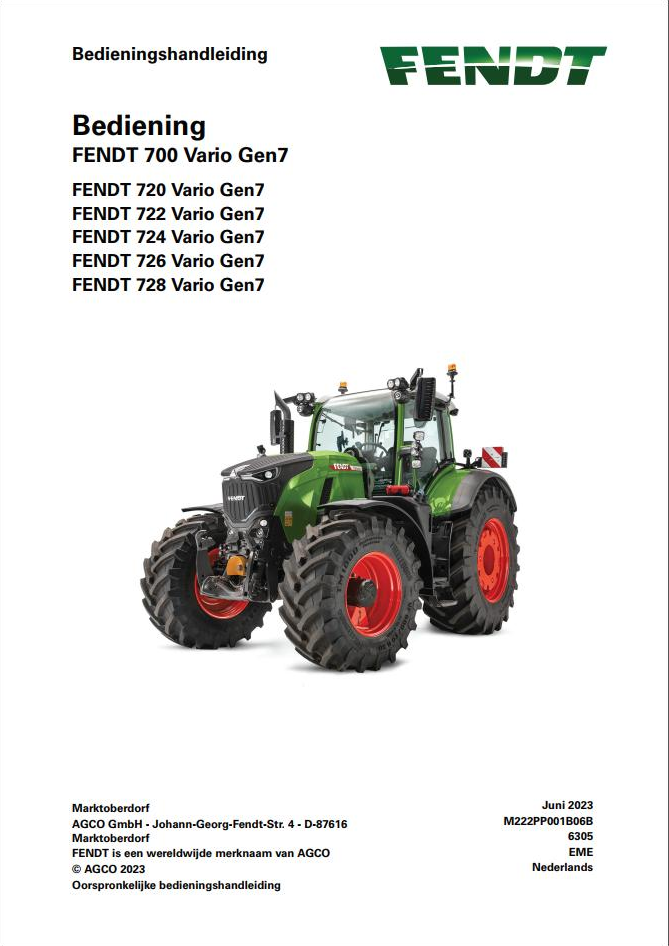Fendt 720 722 724 726 728 Vario Gen7 Operating Manual 6305 PDF
