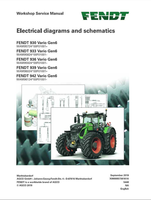 Fendt 900 Vario Gen6 Tractor Electrical Diagram & Schematic Manual 72655423A PDF