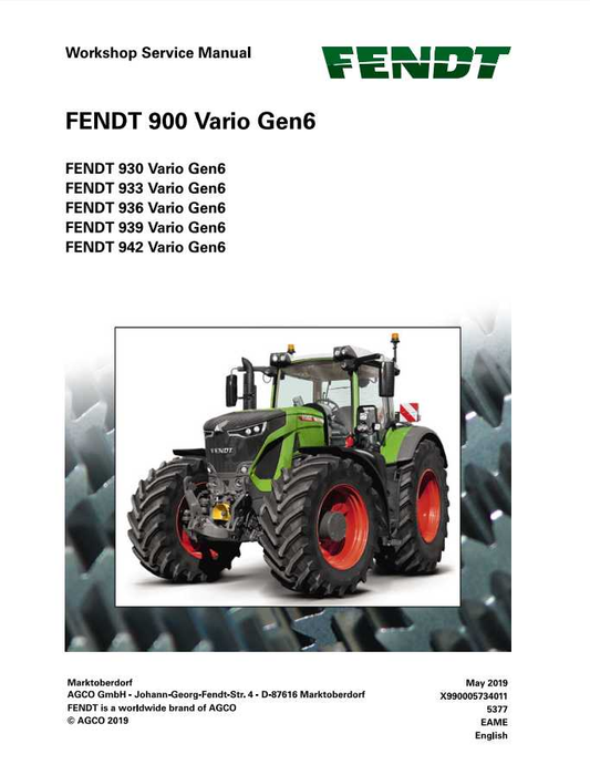 Fendt 900 Vario Gen6 Tractor Workshop Service Manual PDF