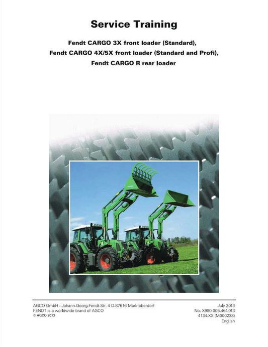 Fendt Cargo 3X 4X 5X Front Loader (Standard & Profi) Service Training Manual PDF