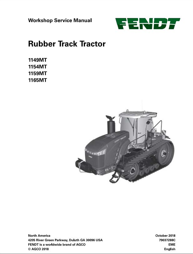 Fendt EuTractor 1149mt 1154mt 1159mt 1165mt Rubber Track Tractor Workshop Service Manual PDF