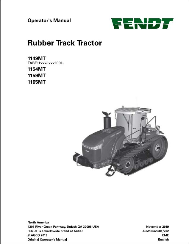 Fendt EuTractor 1149mt 1154mt 1159mt 1165mt Tier 3 Engine Operator Manual PDF