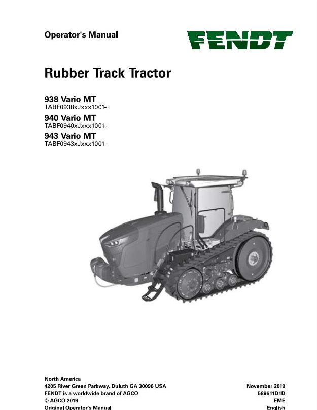 Fendt EuTractor 938 Vario MT 940 Vario MT 943 Vario MT (tier 4 Engine) Operator Manual PDF