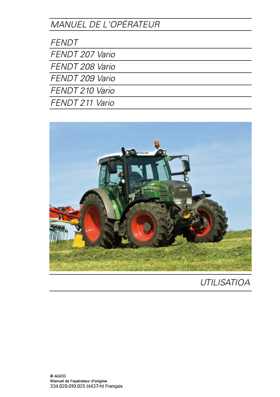 Fendt Tractor 200 Vario VFP Com3 VIN 260-264 & 272-274 Operator Workshop Manual PDF