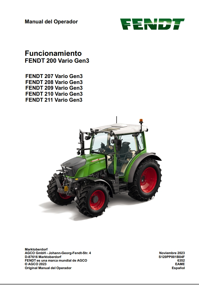 Fendt Tractor 200 Vario VFP Gen3 VIN 200 to 229 Service Diagram Manual PDF