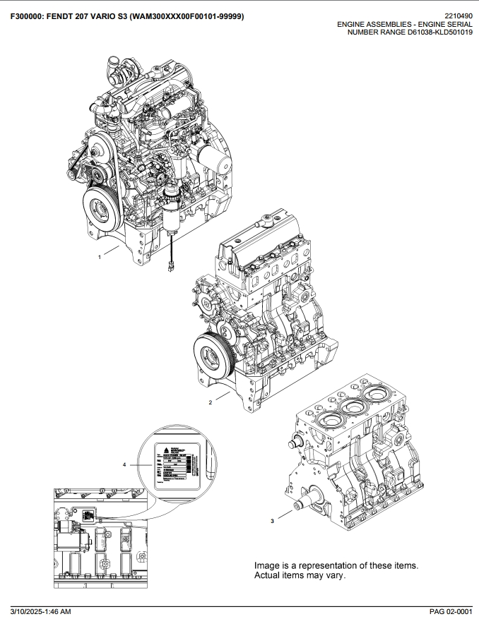 Fendt Tractor 207 VARIO S3 2025 Spare Parts Catalog Manual PDF