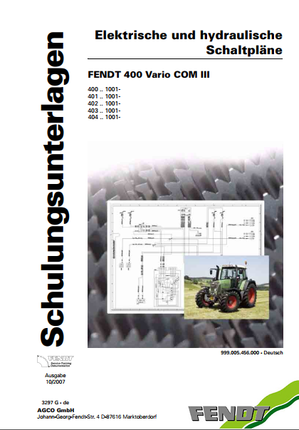 Fendt Tractor 400 Vario Com 3 VIN 400 – 404 Operator Diagram Workshop Manual PDF