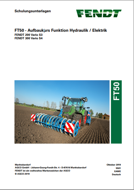 Fendt Tractor FT50 – Function of Hydraulic Electrical System Service Training Manual PDF