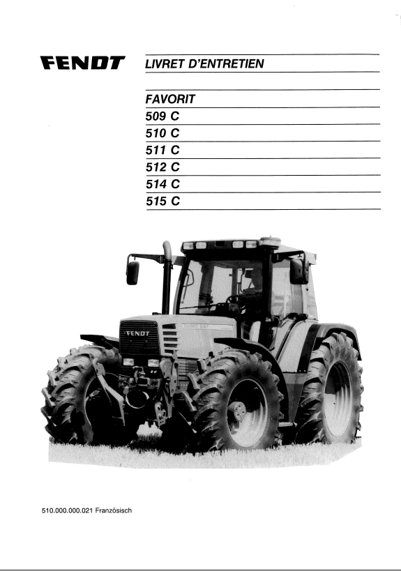 Fendt Tractor Favorit 500 VIN 509-515 Operation Workshop Manual PDF