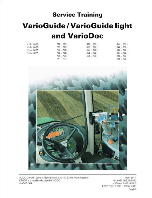 Fendt Tractor VarioGuide (Light) & VarioDoc Service Training Manual PDF