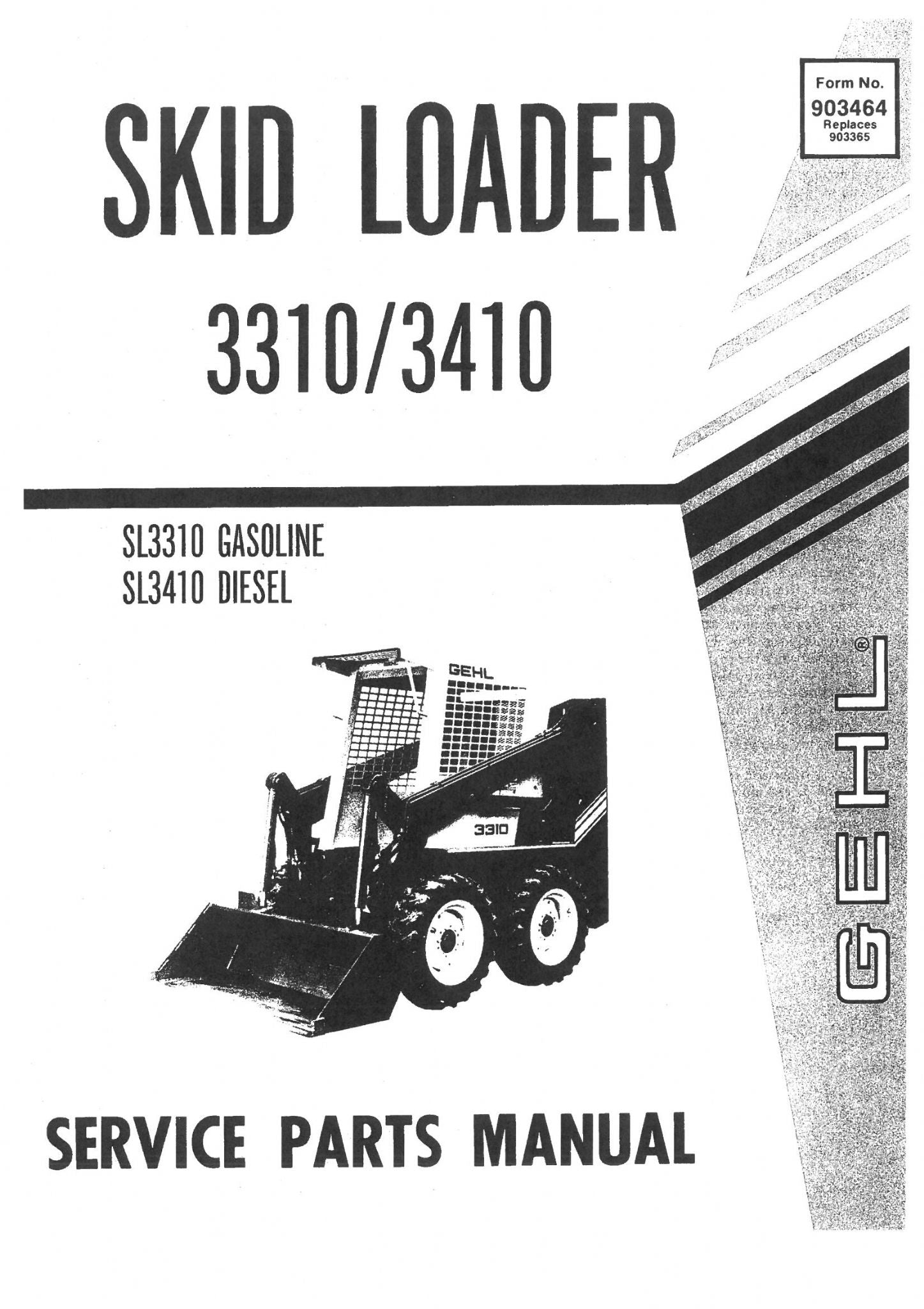 3310/3410 GEHL Skid Loader Parts Catalog Manual PDF Download | Form No. 903464 (Replaces 903365)