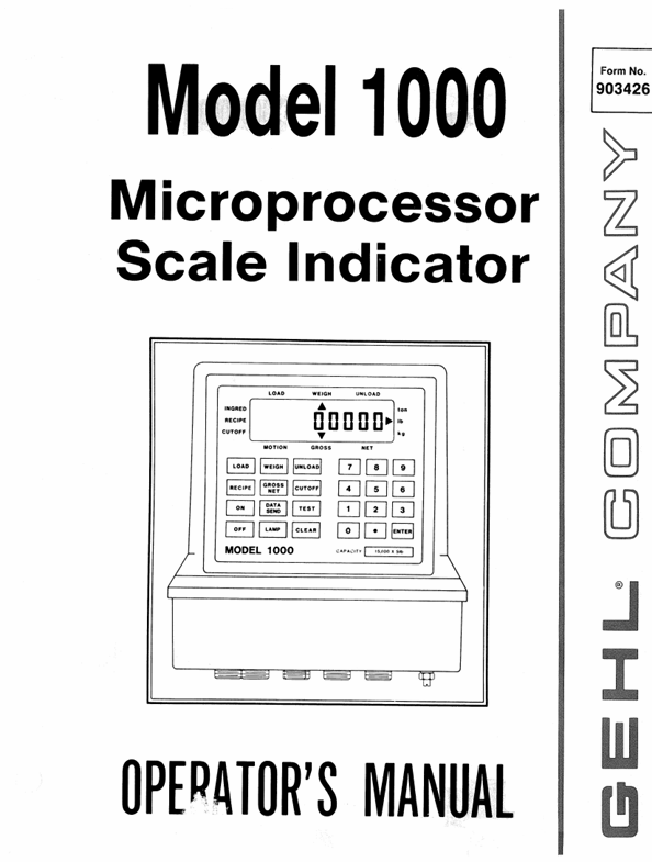 GEHL 1000 Microprocessor Scale Indicator (903426) Operator Manual PDF Download