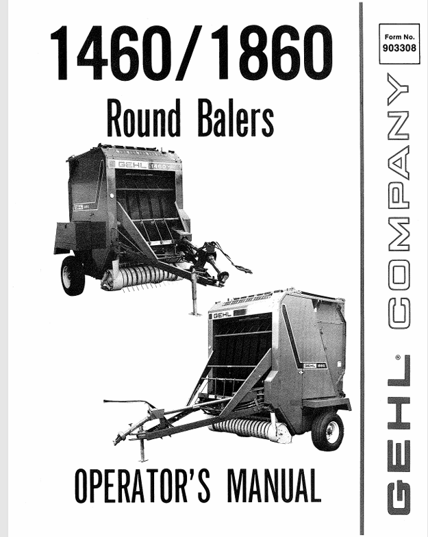 GEHL 1460 & 1860 Round Balers (903308) Operator Manual PDF Download | Complete Guide