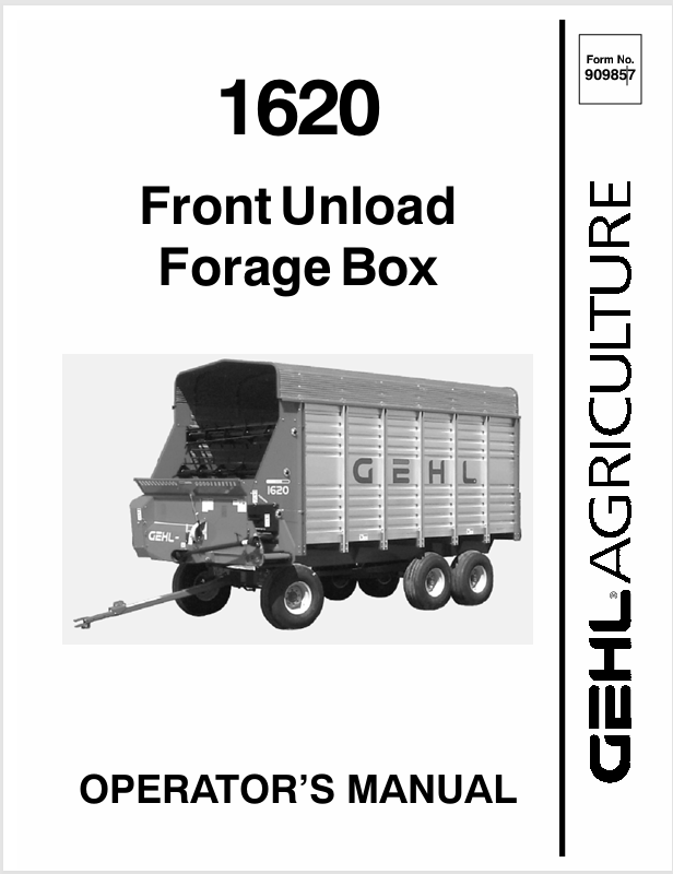 GEHL 1620 Forage Boxes 909857A Operator Manual PDF Download