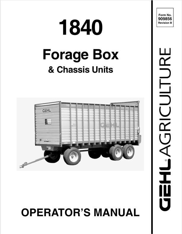 GEHL 1840 Forage Box (909856) Operator Manual PDF Download – Complete Service Guide